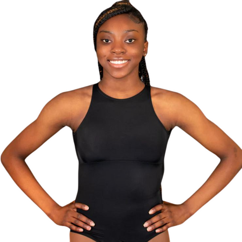 Cutout Back Black Tank Leotard