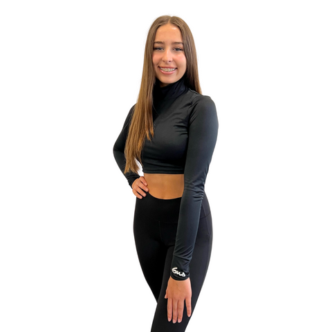 Long Sleeve Mock Neck Crop Top w/Gus Signature