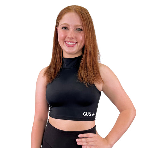 Retro Mock Neck Crop | Black