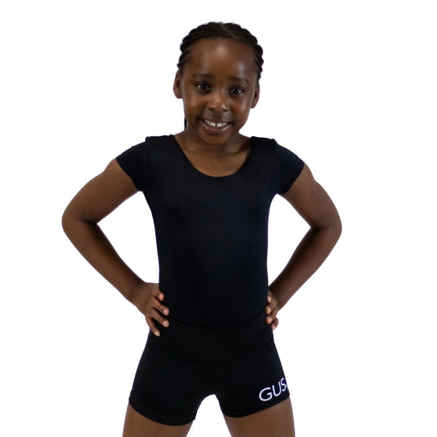 Short Sleeve High Back Leotard | Black
