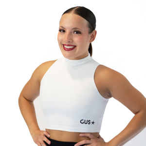 Retro Mock Neck Crop | White